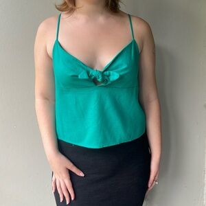 Gilli Linen Blend Turquoise Tank Top Sz M